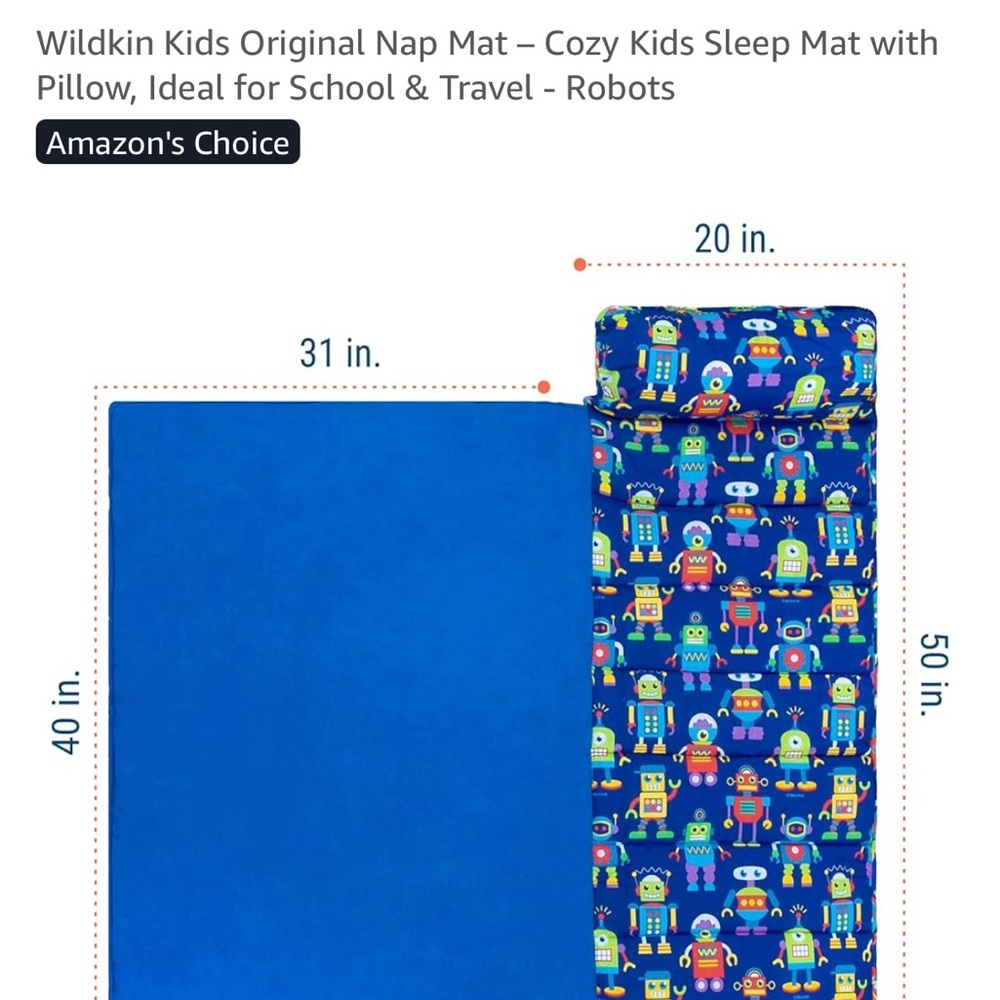 Wildkin Kids Robot Nap Mat - Blue